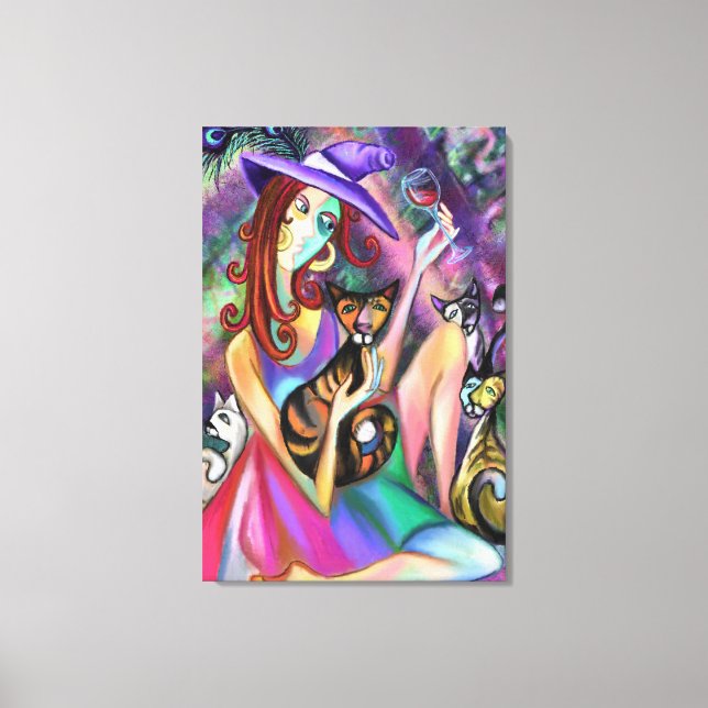 Lady Loves Cats Canvas Print (Front)