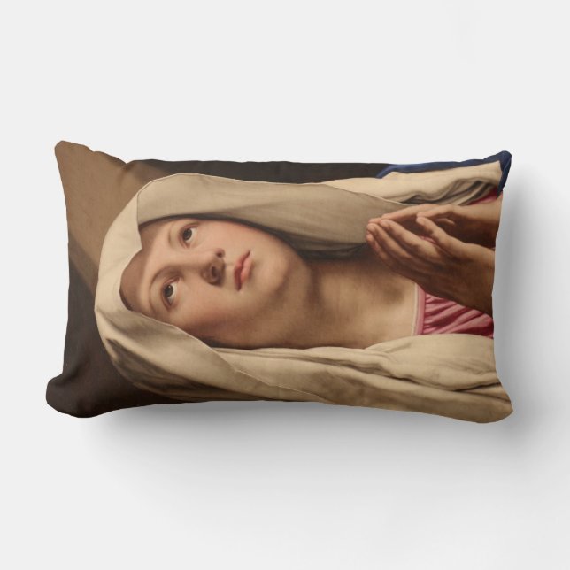 Lady Madonna Praying (Virgin Mary) (Christian Art) Lumbar Cushion (Front)