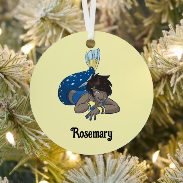Lady mermaid custom name metal tree decoration (Insitu)