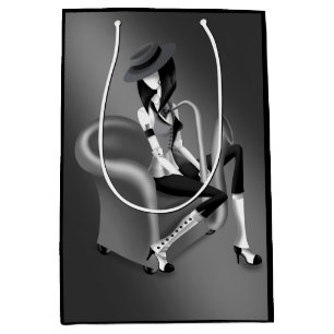 Lady Musician - Vintage Jazz Elegance Medium Gift Bag