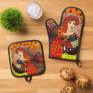 Lady Nature Oven Mitt & Pot Holder Set