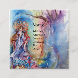 LADY OF LAKE , Magic and Mystery ,Blue Fantasy Square Business Card