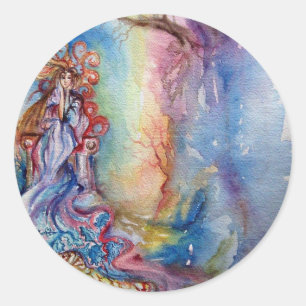 LADY OF LAKE , Magic and Mystery Watercolor Classic Round Sticker