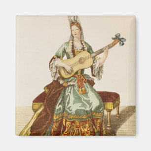 Lady of Quality Playing the Guitar, fashion plate, Magnet