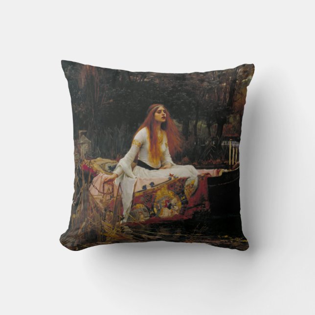 Lady of Shallot by John William Waterhouse Cushion (Front)