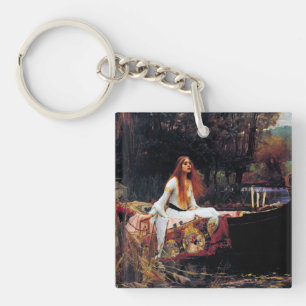Lady Of Shallot on Boat J.W. Waterhouse Fine Art Key Ring