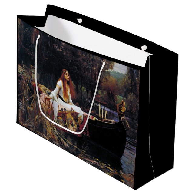 Lady Of Shallot on Boat JW Waterhouse Fine Art Large Gift Bag (Front Angled)