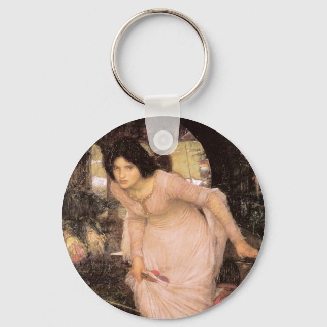 Lady of Shalott Looking at Lancelot Key Ring (Front)