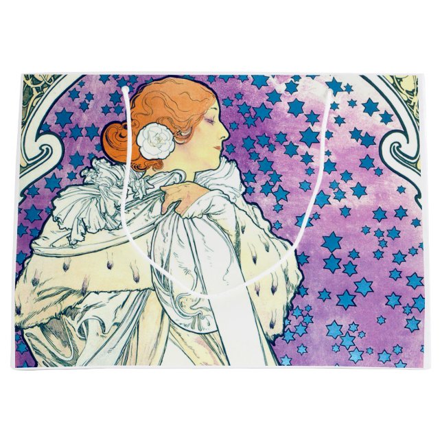Lady of the Camelias, Alphonse Mucha Large Gift Bag (Front)