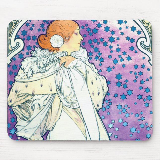 Lady of the Camelias, Alphonse Mucha Mouse Pad (Front)