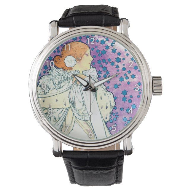 Lady of the Camelias, Alphonse Mucha Watch (Front)
