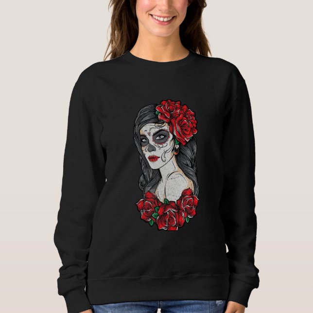 Lady Of The Dead La Calavera Catrina Santa Muerte Sweatshirt (Front)
