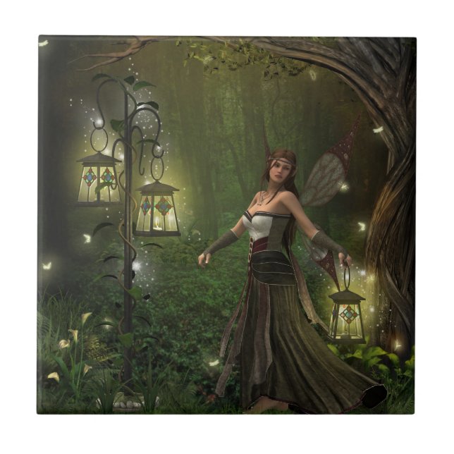 Lady of the Lanterns Refrigerator Magnet Tile (Front)