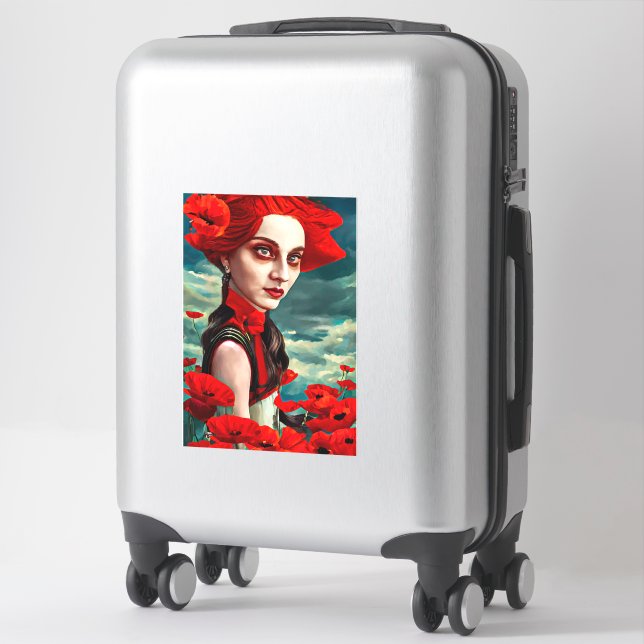 Lady of the Poppy Flowers fantasy original Art (Suitcase)