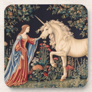 Lady of the Unicorn in a Garden Coaster