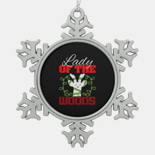 Lady Of The Woods Vintage Christmas Snowflake Pewter Christmas Ornament