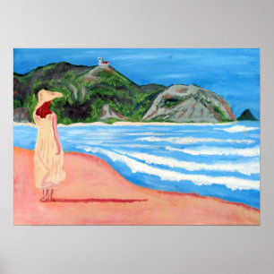 Lady on beach print