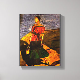 LADY ON DECK CANVAS PRINT
