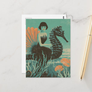 Lady on Her Seahorse Postcard