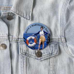Lady on Ship Mid-century Have a Marvellous Day 7.5 Cm Round Badge
