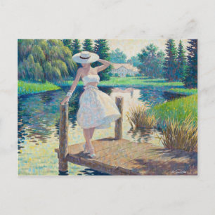 Lady On The Dock Postcard