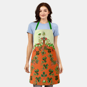LADY ORANGE,SHAMROCKS St. Patricks Day Fashion Apron