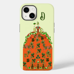 LADY ORANGE,SHAMROCKS St. Patricks Day Monogram Ca iPhone 14 Case
