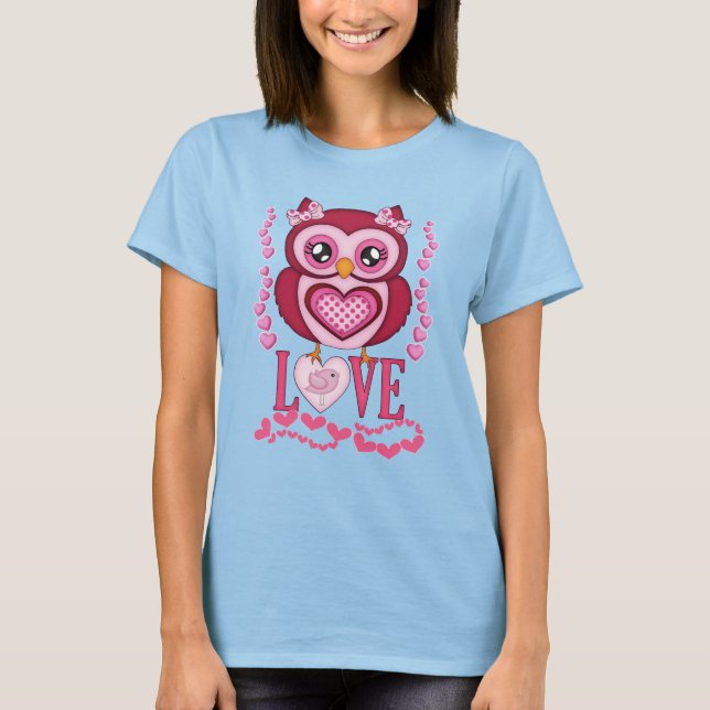Lady Owl in Love, fantasy fun. T-Shirt (Front)