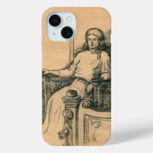 Lady pencil graphics on craft iPhone 15 case