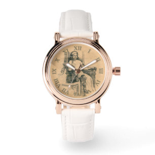 Lady pencil graphics on craft watch
