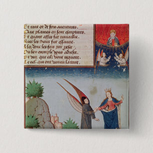 Lady Philosophy leads Boethius in flight 15 Cm Square Badge