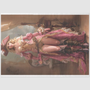 Lady Pirate in Pink Rose Rider Decoupage Tissue Paper