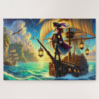 Lady Pirate Ship Nautical Fantasy Sea Adventure Jigsaw Puzzle