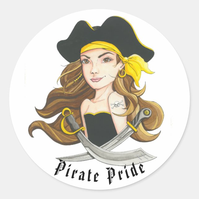 Lady Pirate Sticker Round (Front)