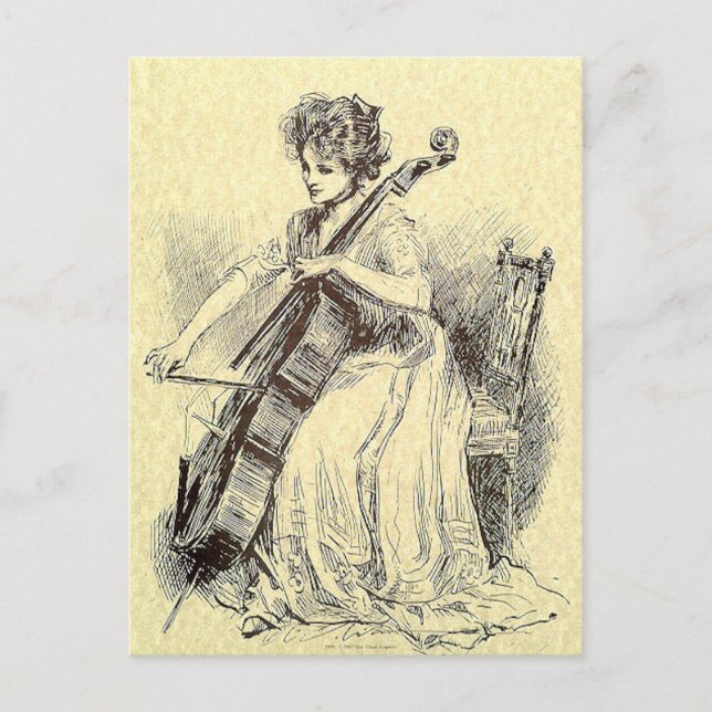 Lady Playing Cello Postcard (Front)