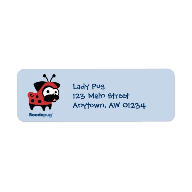 Lady Pug Return Address Label (blue) (Front)
