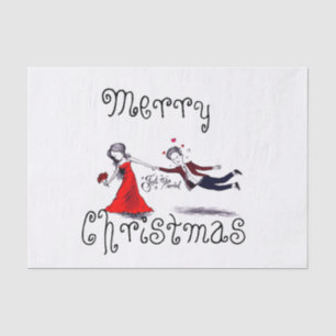 Lady Pulling Husband Funny Wedding Tissue Paper