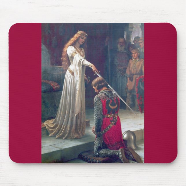 Lady queen knighting knight antique painting mouse pad (Front)
