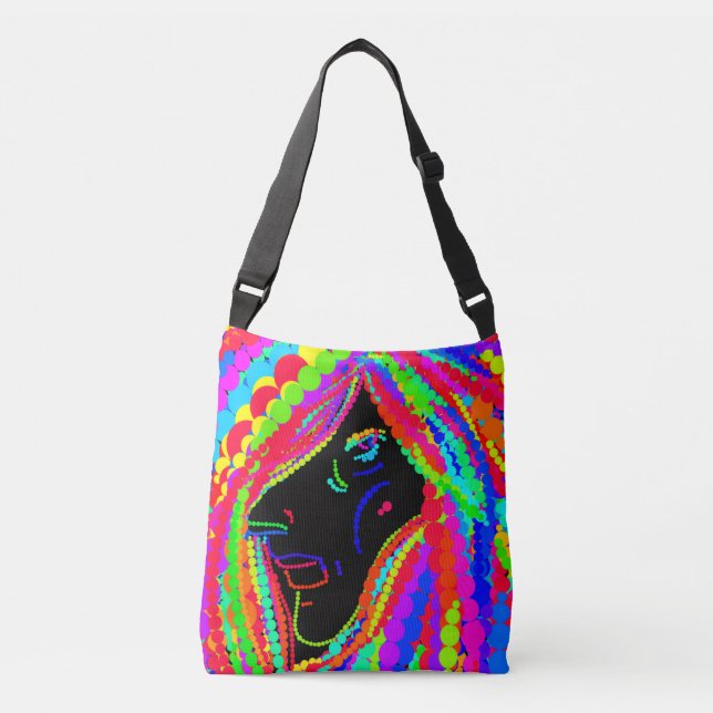 Lady Rainbow and Confetti Tree Crossbody Bag (Front)