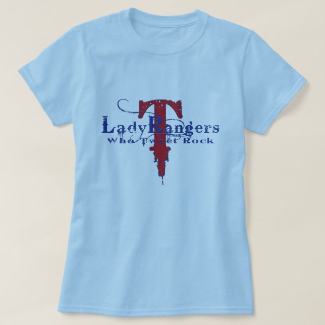 LADY RANGERS WHO TWEET ROCK BLUE T RED/BLUE DESIGN T-Shirt (Design Front)
