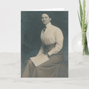 lady reading book greeting card