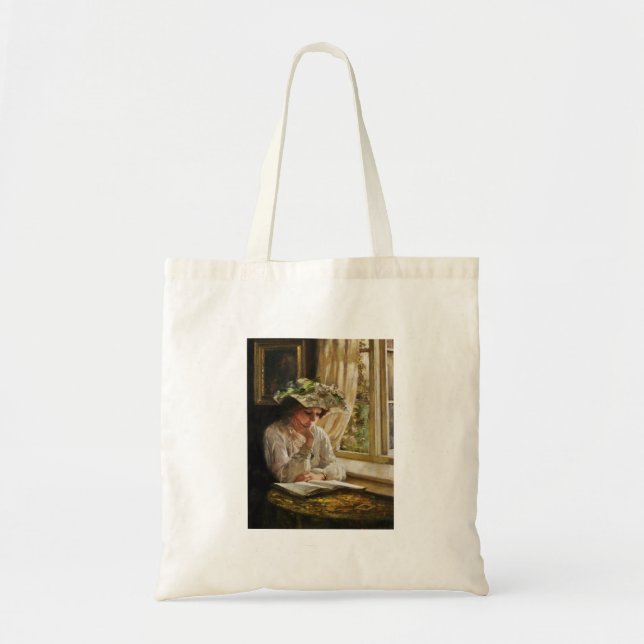 Lady Reading by a Window Tote Bag (Front)