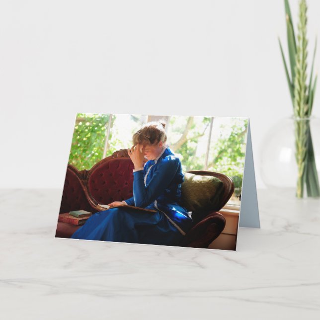 Lady reading, Victorian quote Card (Front)