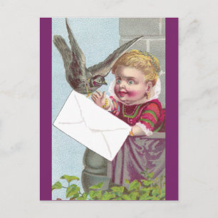 Lady Receives Mail Via Pigeon Postcard