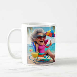 " LADY RETIRED AT THE BEACH " COFFEE MUG