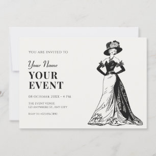 Lady Retro Vintage elegant dress Invitation