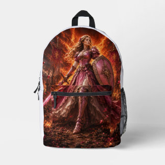 Lady Rosaline Fire Warrior Fantasy Printed Backpack
