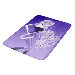 Lady Saxophonist Blue Bath Mat