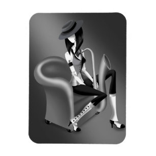 Lady Saxophonist - Jazz-Inspired Fridge Magnet 