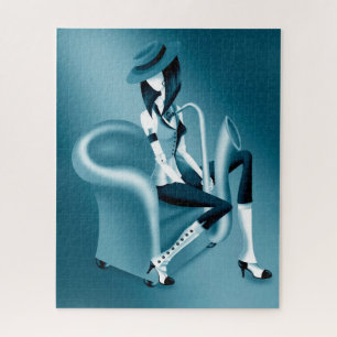 Lady Saxophonist - Jazz-Inspired Jigsaw Puzzle